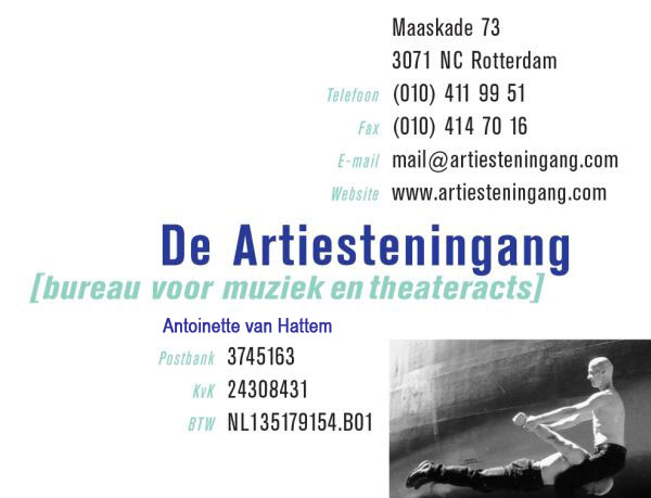 De Artiesteningang - bureau voor muziek en theateracts